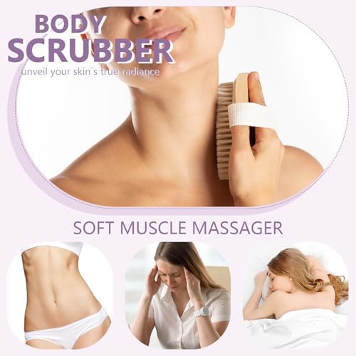 4 Pcs Dry Brushing Body Brush Exfoliating Body Brush Dry Brushing Body Brush for Lymphatic Drainage Back Circulation Improvement Dead Skin Remove Beauty Exfoliator