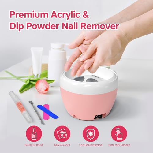 Electric Nail Soaking Bowl Acetone Proof, 50% Faster Soak off Bowl | Acrylic Nail Removal Kit | Power Dip Remove kit | Acetone Soak-Off Bowl Heated Gel Nail Polish Remover Bowl for Nails Salon Home
