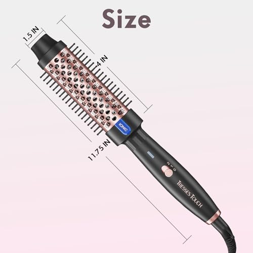 Thermal Brush 1.5", Thermal Round Curling Brush with 2 Settings, Long Lasting Universal Voltage Heated Curling Iron for All Hair, Tourmaline Ceramic, Negative Ion Technology, Rose Gold