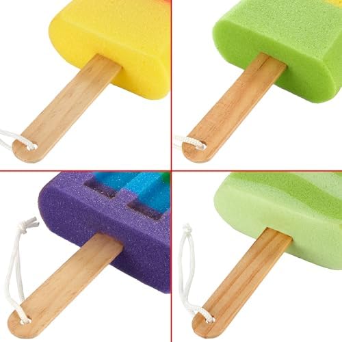 4-Piece Bath Sponge Set - Popsicle Soap Sponge for Kids and Adults - Hygienic & Durable Shower Loofahs - Colorful Bath Sponges with Gift Box