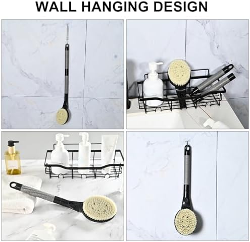 Back Scrubber Anti Slip for Shower, 21.7” Detachable Back Bath Brush for Shower, Back Scrubber, Exfoliation and Improved Skin Health for Elderly with Limited Arm Movement, Disabled (21.7” Black)