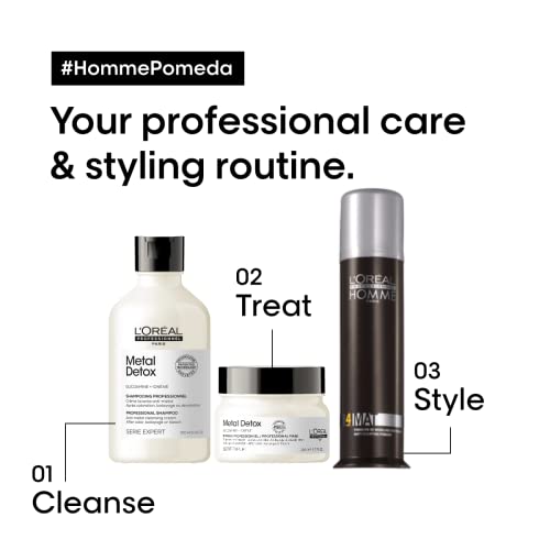 L'Oréal Professionnel Paris Men’s Styling Pomade - For All Hair Types, Provides Medium Hold and Matte Finish