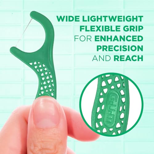 GUM Professional Clean Floss Picks - Extra Strong Shred-Resistant Floss, Easy Grip Handle - Dental Flossers for Adults - Fresh Mint Flavor, 90 Count (Pack of 3)