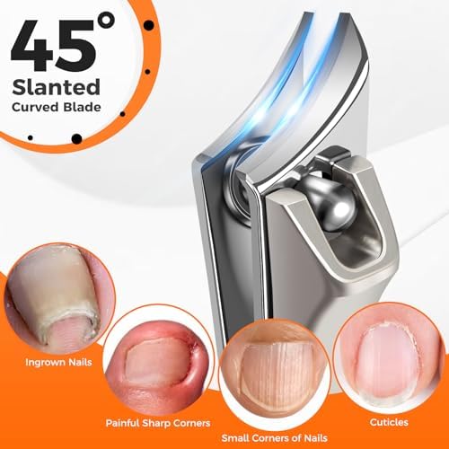 Heavy Duty Slanted Nail Clippers for Thick Nails - Wide Opening, Ultra Sharp Ingrown Toenail Clippers for Seniors