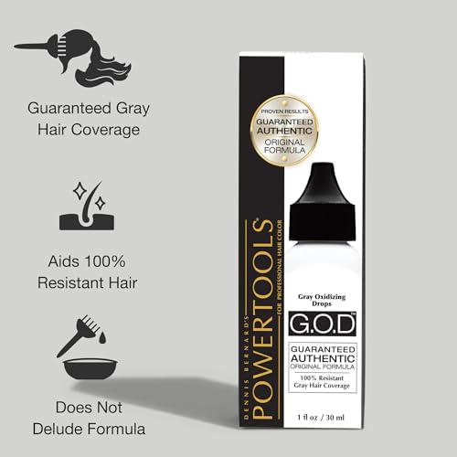 POWERTOOLS Gray Oxidizing Drops - Covers Resistant Gray Hair, Adds Depth and Shine to Any Hair Color (1 Fl Oz, Liquid, Gray, Gray)