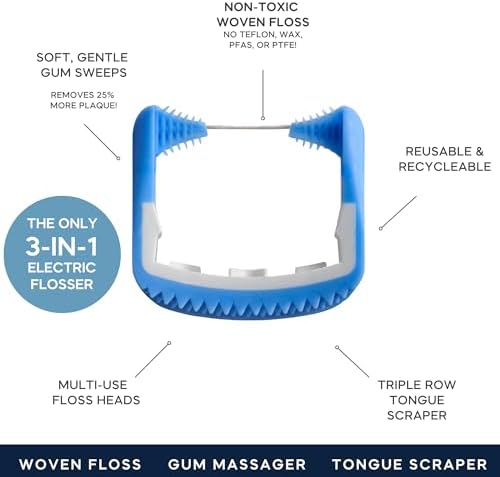 Slate Flosser Refills - 20 nHa Floss Heads | Reusable Woven Floss, Floss Without PFAS & Unwaxed Dental Floss | Slate Flosser Floss Refill | Includes Tongue Scraper & Gum Scraper