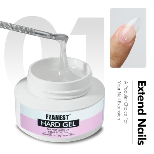 FZANEST Heat Free Builder Nail Gel Clear Hema Free Hard Gel For Nails Extension Sculpting Overlay UV Led Soak Off #01