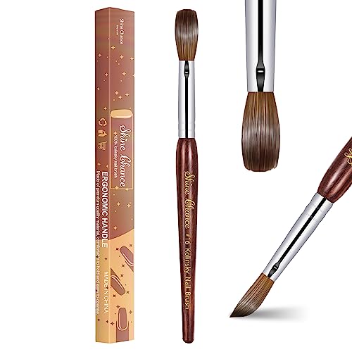 Acrylic Nail Art Brush - Size 16, 100% Pure Kolinsky Hair Oval Nail Brush for Professional Acrylic Application, DIY Home Salon