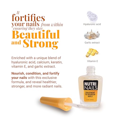 Nutri Nails: Nail Strengthener with Proteins, Minerals, Hyaluronic Acid & Vitamins - Nail Hardener, Growth & Nail Biting Treatment for Damaged Nails and Adults.