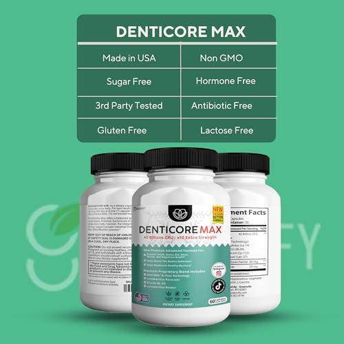 DentiCore Max for Gums and Teeth Health - 40 Billion CFU Advanced Oral Probiotics, Fresh Breath Support - 300 Capsules