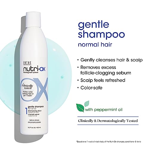 NUTRI-OX Gentle Shampoo Normal for Thinning Hair | Thicker, Fuller-Looking Hair | Clinically & Dermatologically Tested | Peppermint | Color-Safe