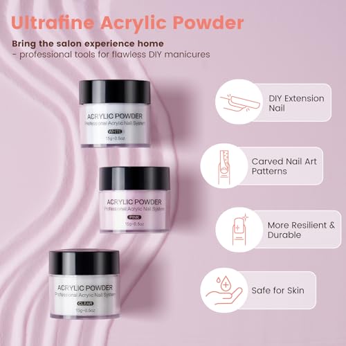 Acrylic Nail Kit with Everything: Beginners Practice Hand Acrylic Nail Powder Liquid Set with U V Lamp Drill in Gift Bag for Beginners Home Salon(Pink Bag)