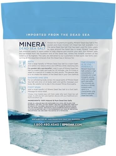 Minera Fine Grain Dead Sea Salt for Bath & Soaking – 15 lbs (3 x 5 lb Bags), Fast-Dissolving, 100% Pure & Natural, Unscented, Skin-Nourishing Bulk Sea Salt