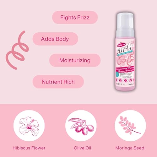 Dippity Do Girls with Curls Curl Enhancing Mousse -2-Pack- Lightweight 3-in-1 Defining Mousse for Curly and Wavy Hair - Hibiscus and Olive Oil for Frizz Free and Bouncy Curls -200 mL/6.7 fl oz