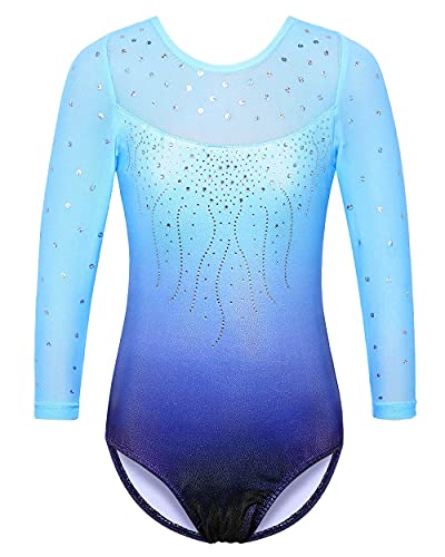 BAOHULU Gymnastics Leotard for Girls Shiny Practice Dancewear B272_BluePurple_5A