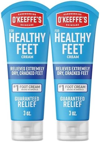 O'Keeffe's for Healthy Feet Foot Cream - 3 oz Tube (2 Pack) - Guaranteed Relief for Extremely Cracked, Dry Feet, Repairing Skincare, Instantly Boosts and Retains Moisture Levels