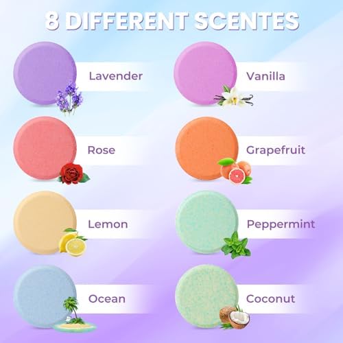 Shower Steamers 8 Scents - Shower & Bath Bombs with Organic & Natural Fragrances for Teens and Adults - Birthday, Mother's Day Gift for Women Who Have Everything（Purple）