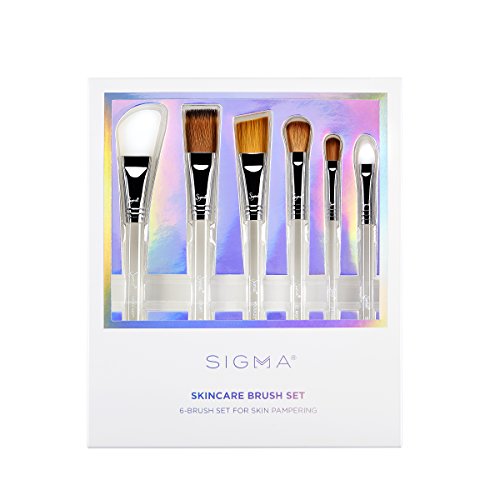 Sigma Beauty Skincare Brush Set – Skincare Brushes for Applying Skincare Products to Face and Skin, Includes 6 Skincare Tools for Masks, Creams, Gels, and Serums (6 Pcs)