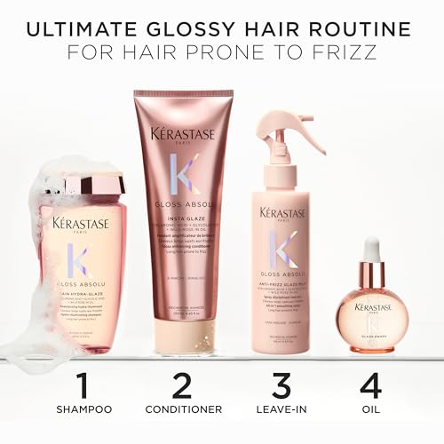 Kerastase Gloss Absolu Anti-Frizz Glaze Milk - Instantly Detangles, Hydrates & Smooths, Eases Blow-Dry, Absorbs Frizz & Fly-Aways, Protects from Heat & Humidity, For Long Hair