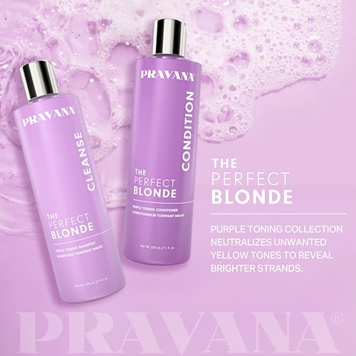 Pravana The Perfect Blonde Purple Toning Conditioner | Neutralizes Brassy, Yellow Tones | For Color-Treated Hair | Adds Strength, Shine, Elasticity