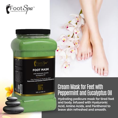 Cream Mask for foot, 128 Oz With Peppermint and Eucalyptus Oil - Pedicure Massage for Tired Feet and Body, Hydrating, Fresh Skin - Infused with Hyaluronic Acid, Amino Acids, Panthenol