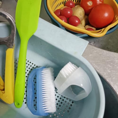 Coralpearl Nail Brushes X 2 for Cleaning Hand Finger Foot Toe with Cuticle Remover, Small Scrubber Cleaner with Handle, Soft Scrub Set for Fingernail Manicure, Toenail Pedicure, Gardener, Mechanic