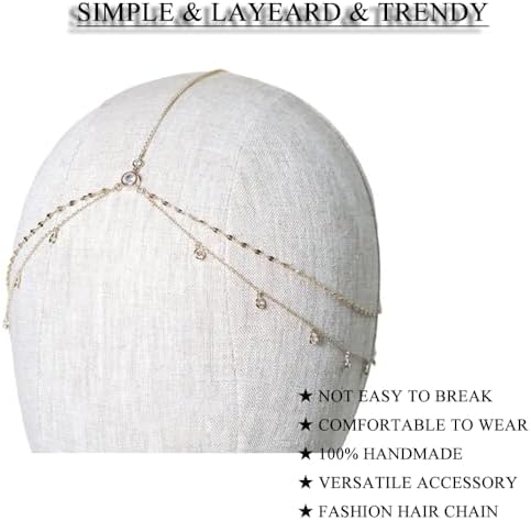 STONEFANS Rhinestone Head Chain Bride Headpiece Wedding Headbands Chain Layered Festival Prom Hair Accessories for Women