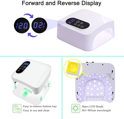 72W Cordless Led Nail Lamp, Rechargeable Nail Dryer, Portable Gel UV Led Nail Light with 4 Timer Setting Sensor, Professional Wireless Gel Nail Lights Nail Art Manicure Tools for Home and Salon