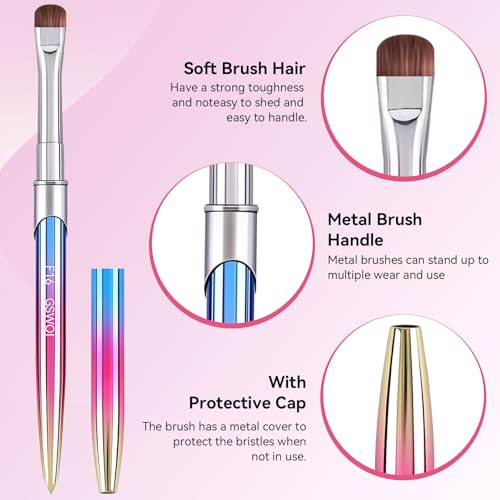 French Tip Brush & Nail Cleaning Brush for Polygel & Gel Polish – Professional Nail Art Brush with smile lines, Acrylic Detailing Tool for French Manicures, Builder Gel & Precision Nail Art (F16)