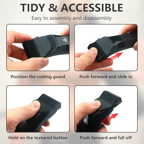 4 Pack Guards for Manscaped Lawn Mower 4.0 - Adjustable Lawnmower 4.0 Trimmer Guards with Organizer, Waterproof Guide Comb Replacement for Manscaped 4.0 Attachments, Cutting Lengths from 1/8" to 1/2"