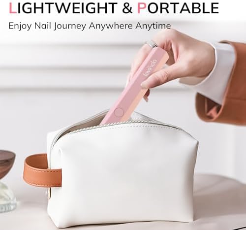 Lavinda Handheld UV Light for Gel Nails, Mini Nail Lamp, Portable Cordless Rechargeable UV Led Nail Lamp Nail Dryer for Fast Curing Gel Polish USB Flashlight for Home DIY Manicure