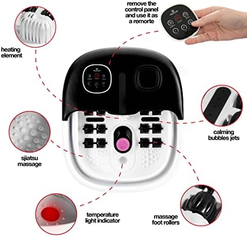 Medical king Foot Spa with Heat and Massage and Jets Includes A Remote Control A Pumice Stone Collapsible Massager with Bubbles and Vibration