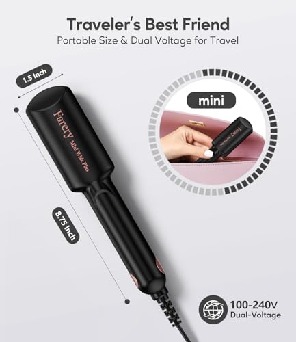 Portable Hair Straightener, 1.5 Inch Wider Plate Flat Iron for Short & Long Hair, Ceramic Travel Hair Straightener with Argan Oil & Keratin Infused, Universal Voltage, with Storage Bag