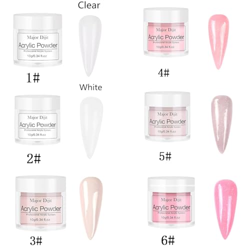 Acrylic Nail Kit with liquid Monomer,6colors Acrylic powder,UV Lamp for Beginners with Everything Nail Supplies（White）