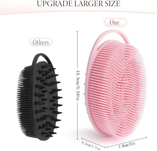 Silicone Body Scrubber, Silicone Loofah, 3 Pcs Silicone Shower Scrubber, Exfoliating Silicone Shower Scrubber, 2 in 1 Silicone Body Scrub Brush Scalp Massager Shampoo Brush for All Skin Men Women Kids