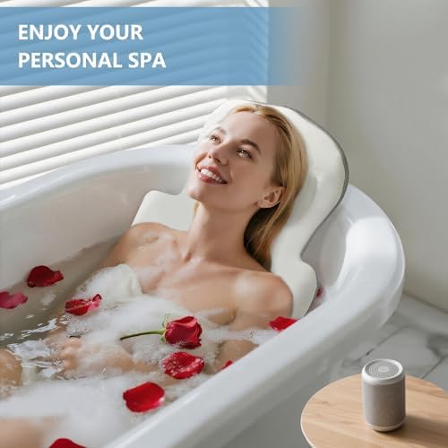 Full Body Bath Pillow, Luxury Bath Cushion with 192 Suction Cups, Bath Pillows for Tub for Head and Neck Support, with Laundry Bag White, 51" x 16"