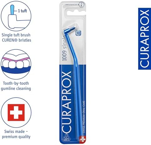 Curaprox CS 1009 Single Toothbrush – Braces, Implants and Isolated Teeth | Ultra-Soft Single Tuft | Targeted Gumline Cleaning