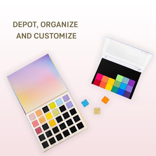 FIXY Magnetic Makeup Palette | Empty Refillable Organizer (5.7x4.3) with 20 Bonus 21mm Metal Pans - Travel Friendly for Eyeshadow, Blush, Foundation - Declutter & Organize