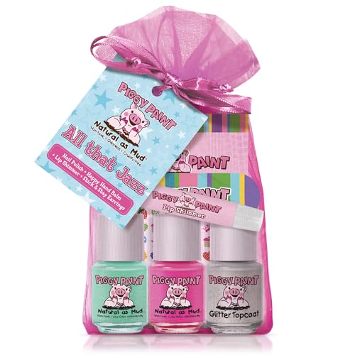 Piggy Paint | 100% Non-Toxic Girls Nail Polish | Safe, Cruelty-free, Vegan, & Low Odor for Kids | All that Jazz (Gift Set)