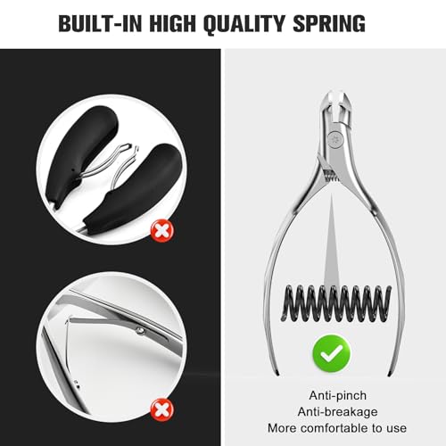 FERYES Wide Jaw Thick Toenail Clippers Thick Toenails - Precision Stainless Steel Toe Nail Clippers for Thick Nails for Seniors with Catcher - Silver