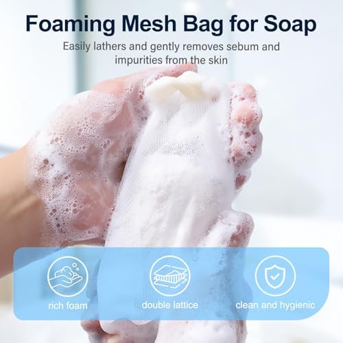 Foaming Mesh Bag for Soap,2025 New Soap Bag Soft for Shower,Soap Pouch Saver with Drawstring for Shower, Exfoliating, Foaming and Drying, Hangable (Mix Color/10pcs)