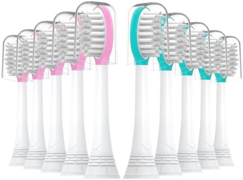 Kids Replacement Toothbrush Heads 10 Pack for Philips Sonicare Electric Toothbrush Soft Brush Head for Child 7+ for Boy Girl,5pink+5blue