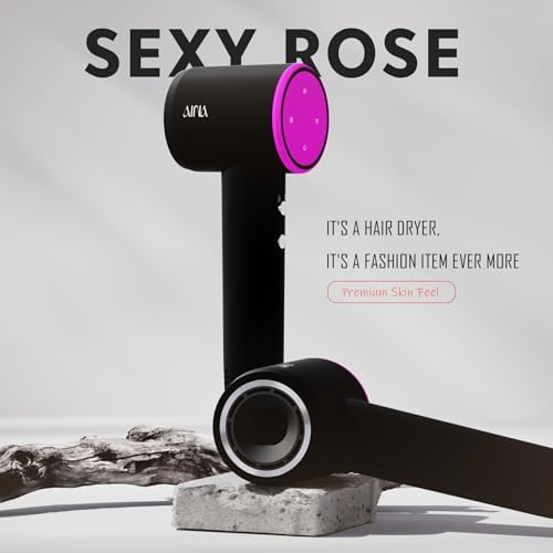 AINA Hair Dryer, Blow Dryer - Brushless Motor, 110,000 RPM Lightweight, Ionic Travel 110V/ALCI Plug(Sexy Rose)