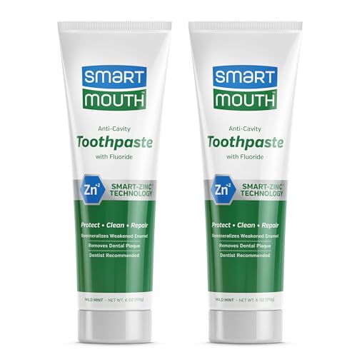 SmartMouth Premium Zinc Ion Toothpaste - Whitening - with Fluoride - Refreshing, Anti-Cavity Toothpaste for Adults - Strengthens Enamel - Mild Mint Flavor, 6 oz (2 Pack)