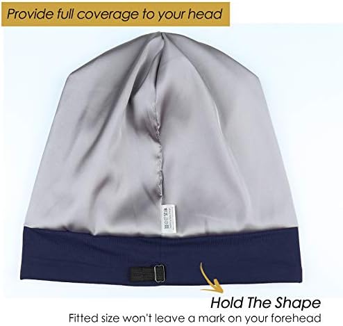 FocusCare Satin Lined Sleep Slouchy Cap Curly Girl Slap Headwear Gifts for Frizzy Hair Women