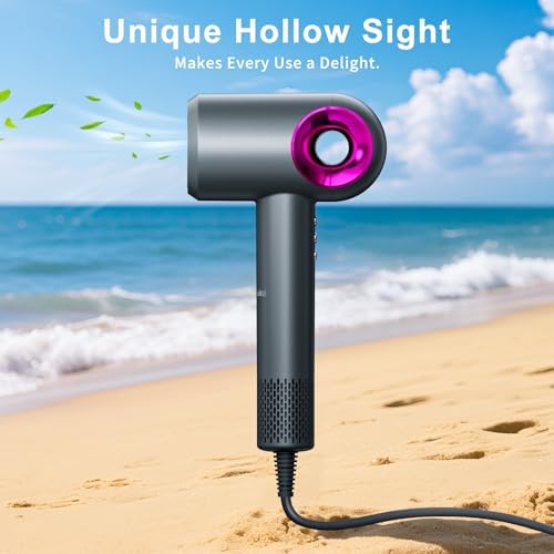 Hair Dryer, High-Speed Ionic Low Noise Blow Dryer with Diffuser for Fast Drying, Professional 504 Millions Negative Ionic Thermo-Control Hairdryer, Travel with Magnetic Diffuser & Nozzle