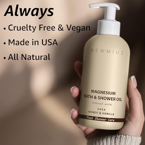 Magnesium InShower Body Conditioner Soft Skin Post Shower Care Moisturizer for Body Legs Bath Oil for Dry Skin Shea Butter Honey Vanilla Self Care Spa Gift