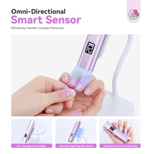 SAVILAND SSPro X U V Light for Gels Nails : 8s U V LED Nail Lamp with Smart Sensor 360° Rotatable Magnetic Nail Light Flash Cure Lamp for Gel Stand 2 Timer LCD Screen Nail Light Use Home DIY