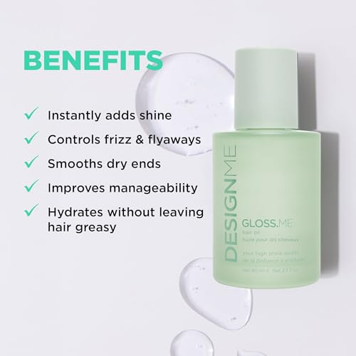 Design.Me GLOSS.ME Hair Oil Anti Frizz Hair Serum for Women | Argan Hair Oil Adds Shine, Smoothness, & Hydration | Paraben & Sulfate Free Straight, Wavy, Coily, or Curly Hair Serum