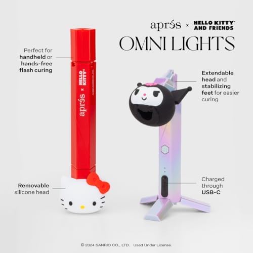 APRÉS x Hello Kitty® Omni Light, Gel-X UV LED Nail Lamp, Flash Curing Wand, Handheld or Standing Cordless Nail Lamp for Gel Nails
